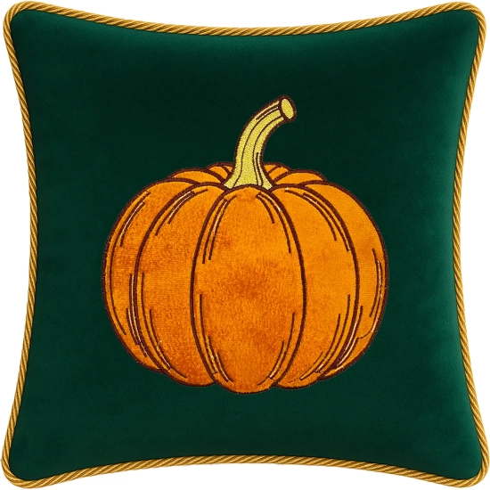 Zbliżenie aplikacji dyni i dekoracyjnego sznura na poszewce velvet premium 40x40 cm – TwójDomNa5.pl
