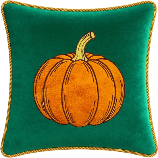 Zbliżenie aplikacji dyni i dekoracyjnego sznura na poszewce velvet premium 40x40 cm – TwójDomNa5.pl