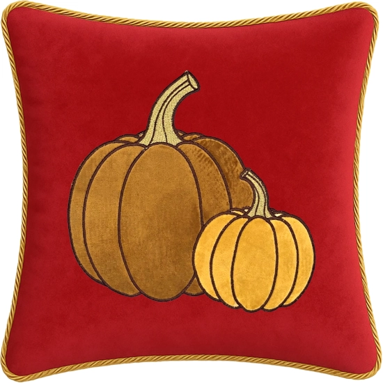 Zbliżenie aplikacji dyni i dekoracyjnego sznura na poszewce velvet premium 40x40 cm – TwójDomNa5.pl