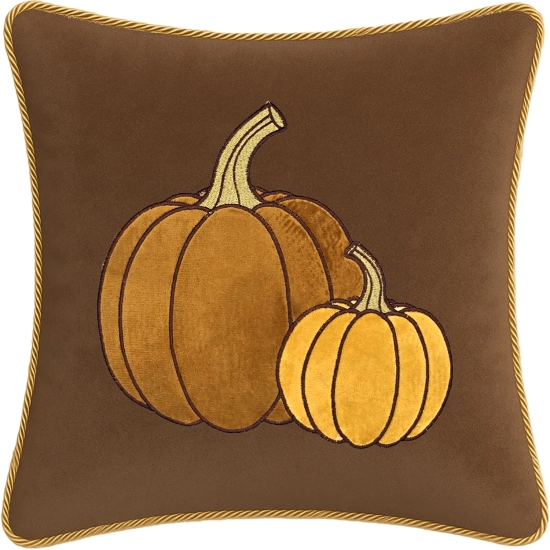 Zbliżenie aplikacji dyni i dekoracyjnego sznura na poszewce velvet premium 40x40 cm – TwójDomNa5.pl