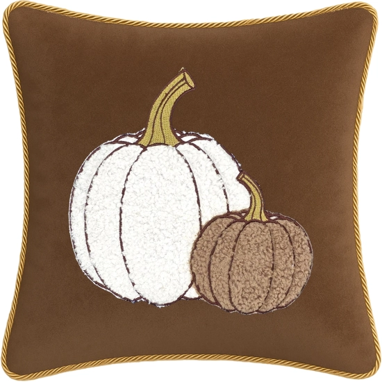 Zbliżenie aplikacji dyni i dekoracyjnego sznura na poszewce velvet premium 40x40 cm – TwójDomNa5.pl
