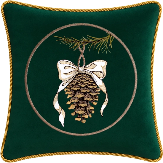 poszewka świąteczna J&W z haftem i złotym sznurem
