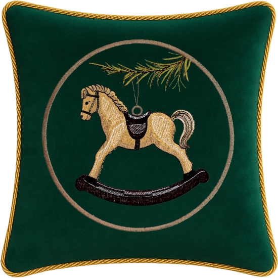 poszewka świąteczna J&W z haftem i złotym sznurem