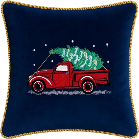 poszewka świąteczna J&W z haftem i złotym sznurem