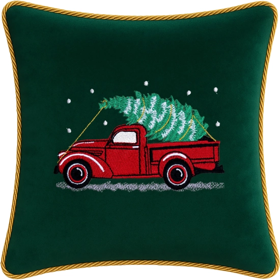 poszewka świąteczna J&W z haftem i złotym sznurem