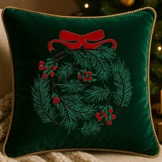 elegancka poszewka świąteczna z ozdobnym sznurem