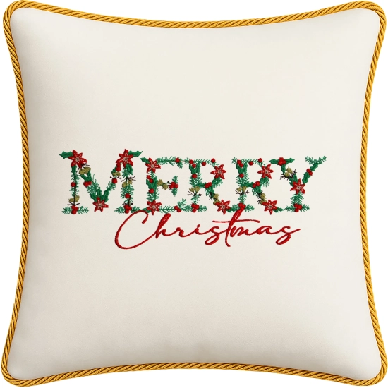 poszewka świąteczna J&W z haftem i złotym sznurem