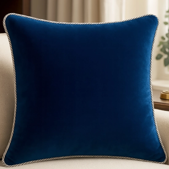 Luksusowa kwadratowa poszewka na poduszkę 40x40 cm z aksamitnego weluru i dekoracyjnym sznurem.