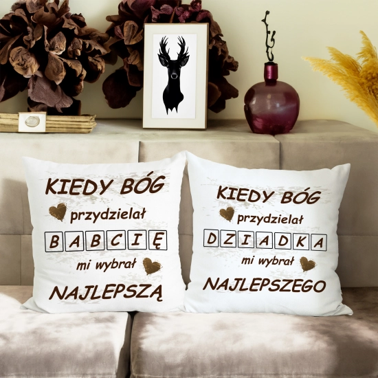 KOMPLET PREZENT DLA BABCI I DZIADKA PODUSZKA KUBEK BABCIA DZIADEK ZESTAW