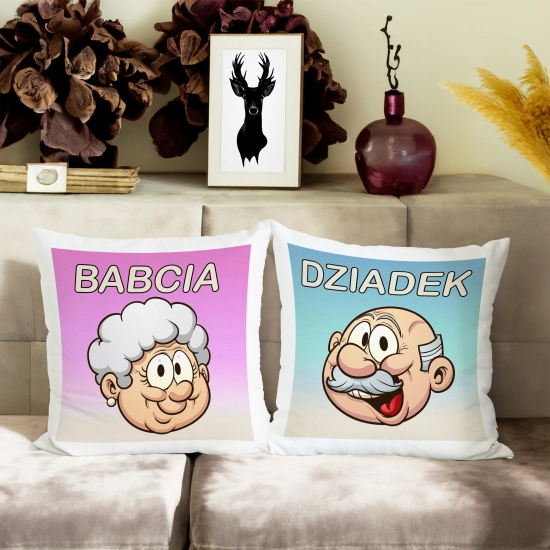 KOMPLET PREZENT DLA BABCI I DZIADKA PODUSZKA KUBEK BABCIA DZIADEK ZESTAW