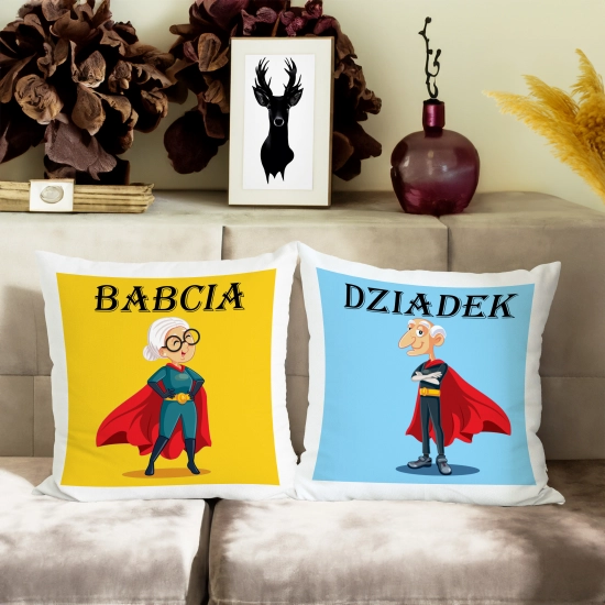 KOMPLET PREZENT DLA BABCI I DZIADKA PODUSZKA KUBEK BABCIA DZIADEK ZESTAW