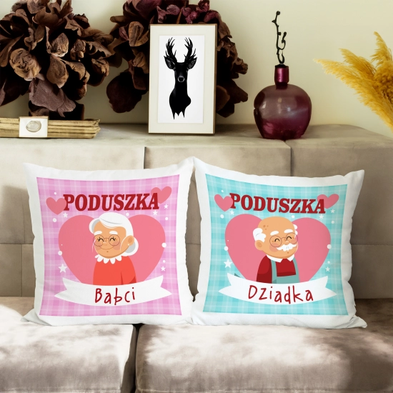 KOMPLET PREZENT DLA BABCI I DZIADKA PODUSZKA KUBEK BABCIA DZIADEK ZESTAW