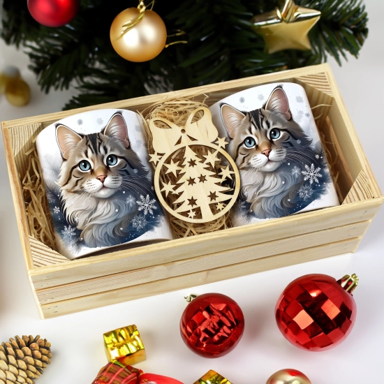 PREZENT ŚWIĄTECZNY ZESTAW KUBKÓW W SKRZYNCE KUBKI MIKOŁAJ RENIFER ŚWIĘTA