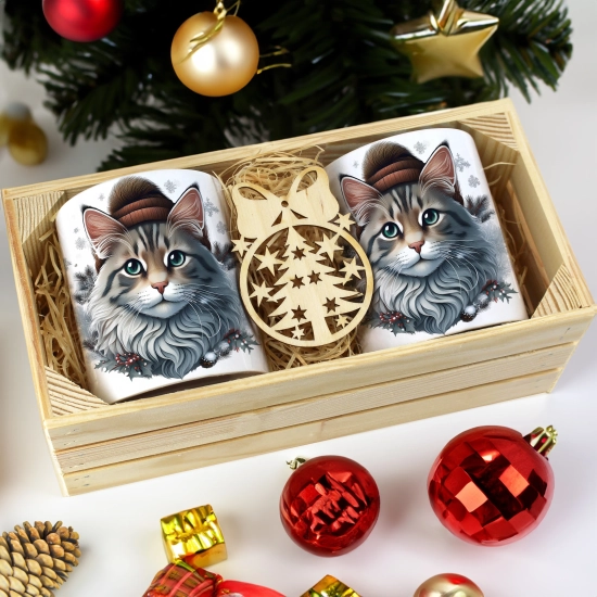 PREZENT ŚWIĄTECZNY ZESTAW KUBKÓW W SKRZYNCE KUBKI MIKOŁAJ RENIFER ŚWIĘTA