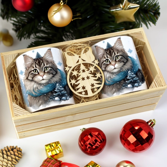 PREZENT ŚWIĄTECZNY ZESTAW KUBKÓW W SKRZYNCE KUBKI MIKOŁAJ RENIFER ŚWIĘTA