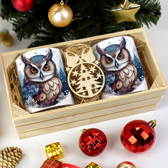 PREZENT ŚWIĄTECZNY ZESTAW KUBKÓW W SKRZYNCE KUBKI MIKOŁAJ RENIFER ŚWIĘTA