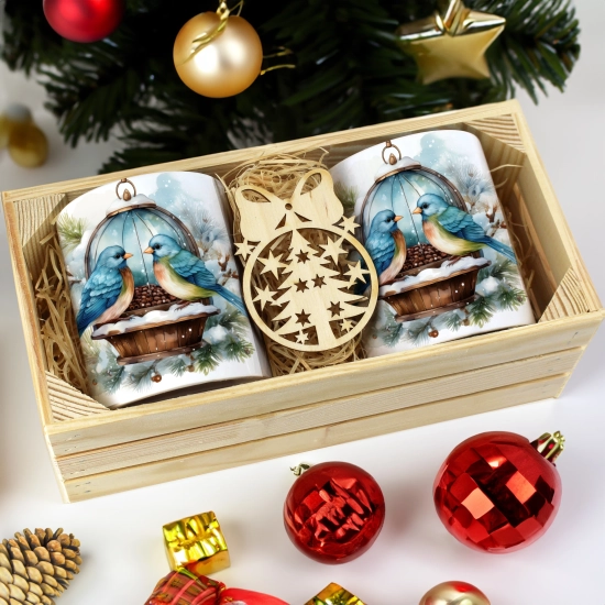 PREZENT ŚWIĄTECZNY ZESTAW KUBKÓW W SKRZYNCE KUBKI MIKOŁAJ RENIFER ŚWIĘTA