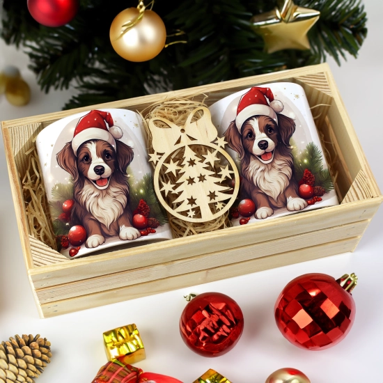 PREZENT ŚWIĄTECZNY ZESTAW KUBKÓW W SKRZYNCE KUBKI MIKOŁAJ RENIFER ŚWIĘTA