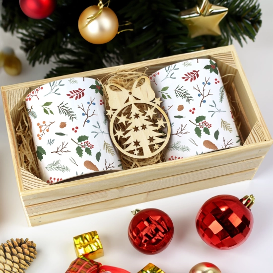 PREZENT ŚWIĄTECZNY ZESTAW KUBKÓW W SKRZYNCE KUBKI MIKOŁAJ RENIFER ŚWIĘTA