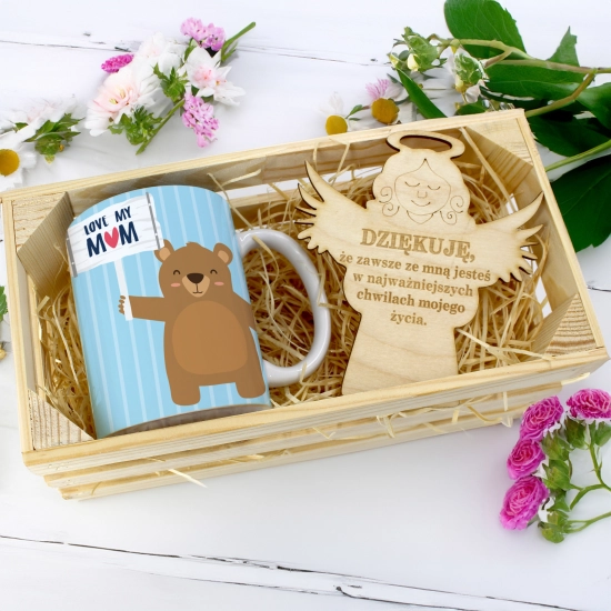 KUBEK 330ml DLA MAMY W SKRZYNCE ZAWIESZKA ANIOŁEK DZIEŃ MATKI MAMA PREZENT