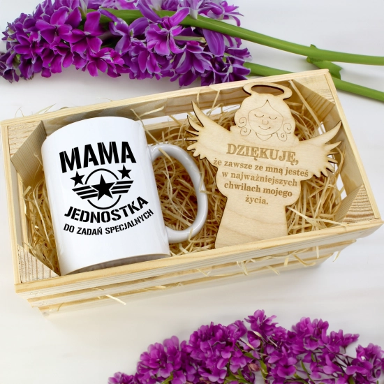 KUBEK 330ml DLA MAMY W SKRZYNCE ZAWIESZKA ANIOŁEK DZIEŃ MATKI MAMA PREZENT