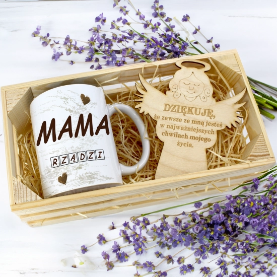KUBEK 330ml DLA MAMY W SKRZYNCE ZAWIESZKA ANIOŁEK DZIEŃ MATKI MAMA PREZENT