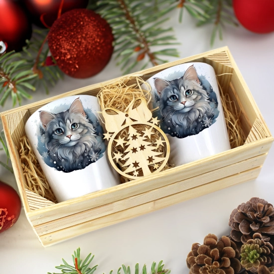 PREZENT ŚWIĄTECZNY ZESTAW KUBKÓW LATTE W SKRZYNCE KUBKI MIKOŁAJ NA ŚWIĘTA