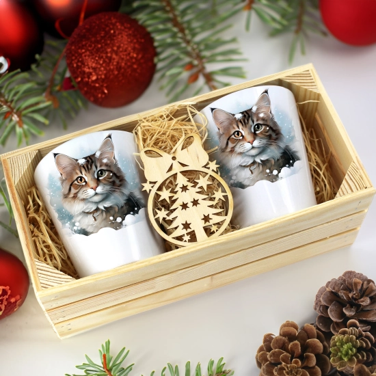 PREZENT ŚWIĄTECZNY ZESTAW KUBKÓW LATTE W SKRZYNCE KUBKI MIKOŁAJ NA ŚWIĘTA