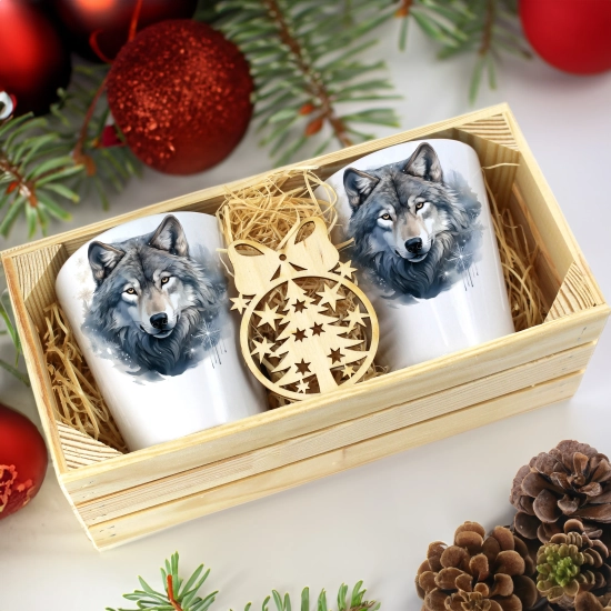 PREZENT ŚWIĄTECZNY ZESTAW KUBKÓW LATTE W SKRZYNCE KUBKI MIKOŁAJ NA ŚWIĘTA