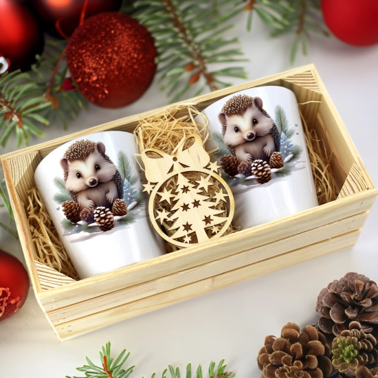 PREZENT ŚWIĄTECZNY ZESTAW KUBKÓW LATTE W SKRZYNCE KUBKI MIKOŁAJ NA ŚWIĘTA