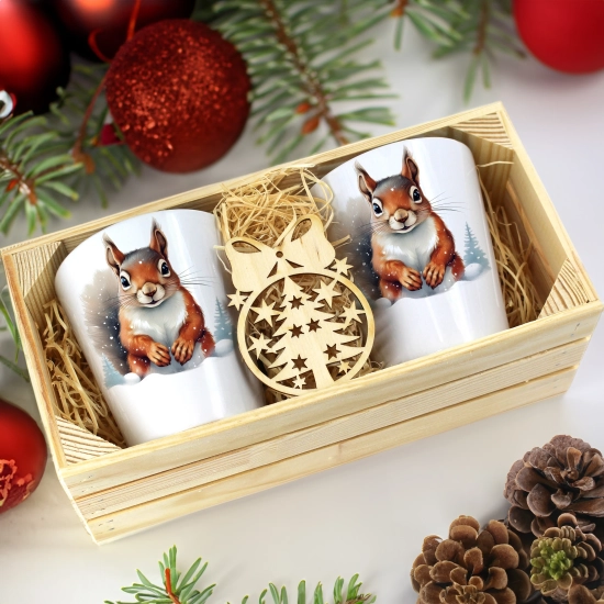 PREZENT ŚWIĄTECZNY ZESTAW KUBKÓW LATTE W SKRZYNCE KUBKI MIKOŁAJ NA ŚWIĘTA