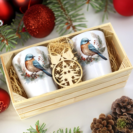 PREZENT ŚWIĄTECZNY ZESTAW KUBKÓW LATTE W SKRZYNCE KUBKI MIKOŁAJ NA ŚWIĘTA