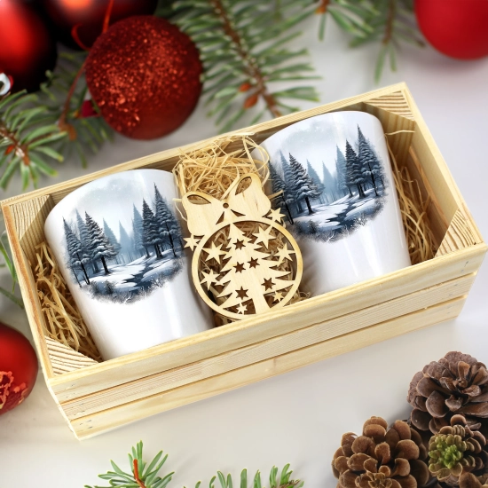 PREZENT ŚWIĄTECZNY ZESTAW KUBKÓW LATTE W SKRZYNCE KUBKI MIKOŁAJ NA ŚWIĘTA