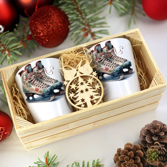 PREZENT ŚWIĄTECZNY ZESTAW KUBKÓW LATTE W SKRZYNCE KUBKI MIKOŁAJ NA ŚWIĘTA