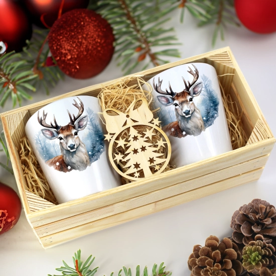 PREZENT ŚWIĄTECZNY ZESTAW KUBKÓW LATTE W SKRZYNCE KUBKI MIKOŁAJ NA ŚWIĘTA