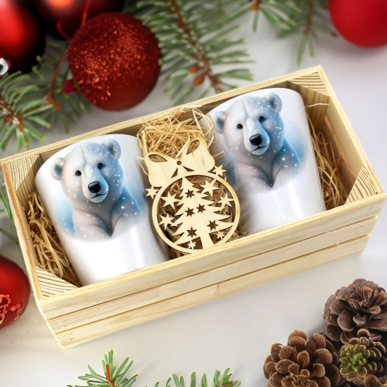 PREZENT ŚWIĄTECZNY ZESTAW KUBKÓW LATTE W SKRZYNCE KUBKI MIKOŁAJ NA ŚWIĘTA