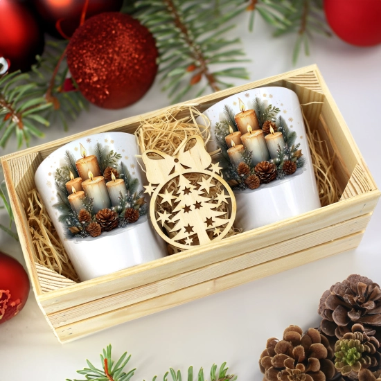 PREZENT ŚWIĄTECZNY ZESTAW KUBKÓW LATTE W SKRZYNCE KUBKI MIKOŁAJ NA ŚWIĘTA