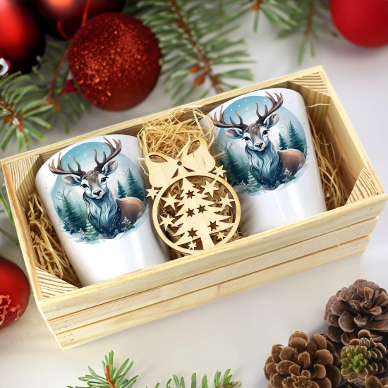 PREZENT ŚWIĄTECZNY ZESTAW KUBKÓW LATTE W SKRZYNCE KUBKI MIKOŁAJ NA ŚWIĘTA