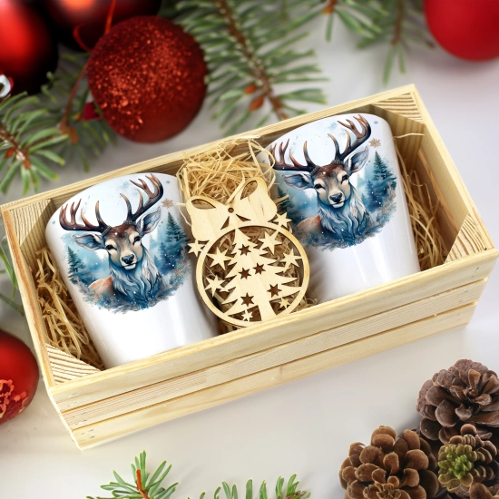 PREZENT ŚWIĄTECZNY ZESTAW KUBKÓW LATTE W SKRZYNCE KUBKI MIKOŁAJ NA ŚWIĘTA