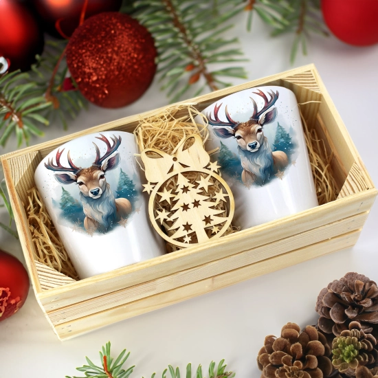 PREZENT ŚWIĄTECZNY ZESTAW KUBKÓW LATTE W SKRZYNCE KUBKI MIKOŁAJ NA ŚWIĘTA