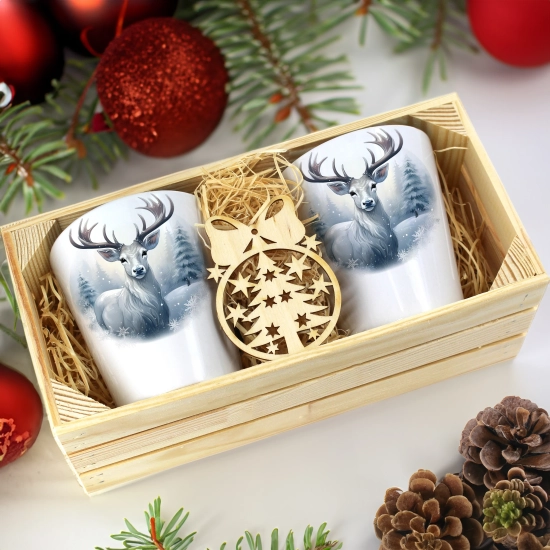 PREZENT ŚWIĄTECZNY ZESTAW KUBKÓW LATTE W SKRZYNCE KUBKI MIKOŁAJ NA ŚWIĘTA