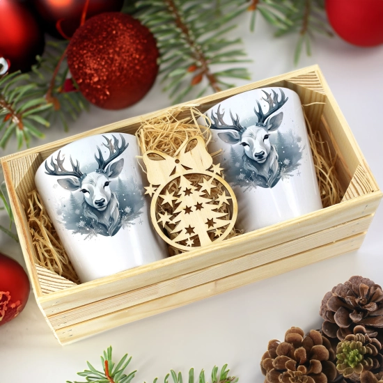 PREZENT ŚWIĄTECZNY ZESTAW KUBKÓW LATTE W SKRZYNCE KUBKI MIKOŁAJ NA ŚWIĘTA