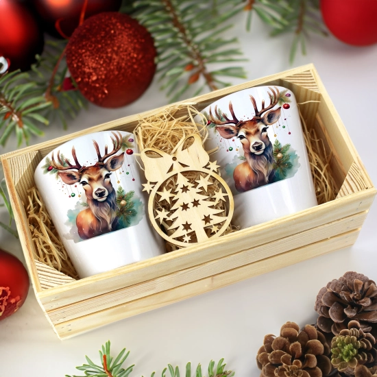 PREZENT ŚWIĄTECZNY ZESTAW KUBKÓW LATTE W SKRZYNCE KUBKI MIKOŁAJ NA ŚWIĘTA
