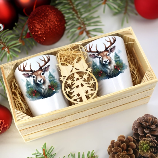 PREZENT ŚWIĄTECZNY ZESTAW KUBKÓW LATTE W SKRZYNCE KUBKI MIKOŁAJ NA ŚWIĘTA