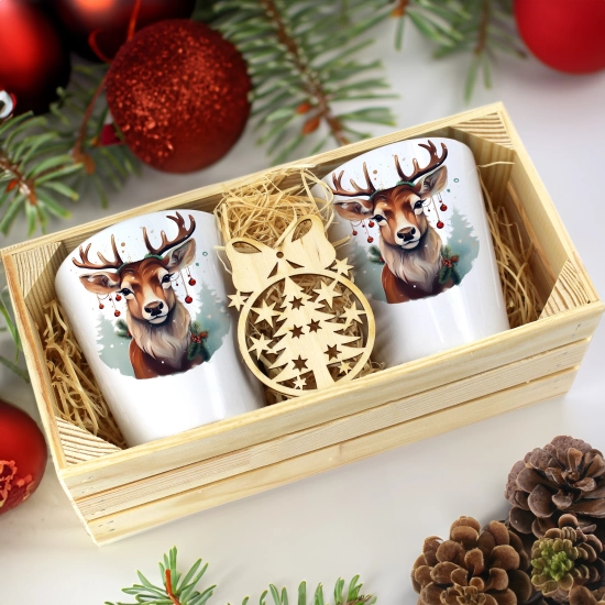 PREZENT ŚWIĄTECZNY ZESTAW KUBKÓW LATTE W SKRZYNCE KUBKI MIKOŁAJ NA ŚWIĘTA