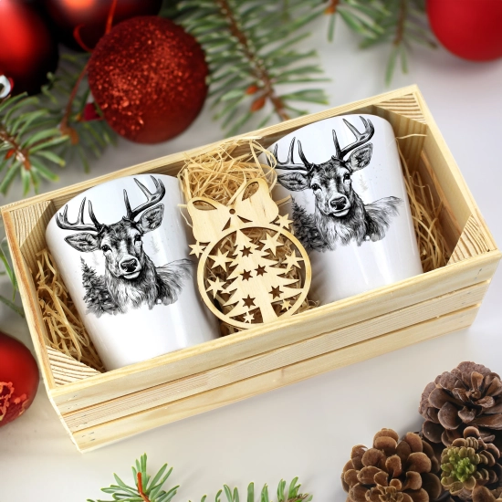 PREZENT ŚWIĄTECZNY ZESTAW KUBKÓW LATTE W SKRZYNCE KUBKI MIKOŁAJ NA ŚWIĘTA