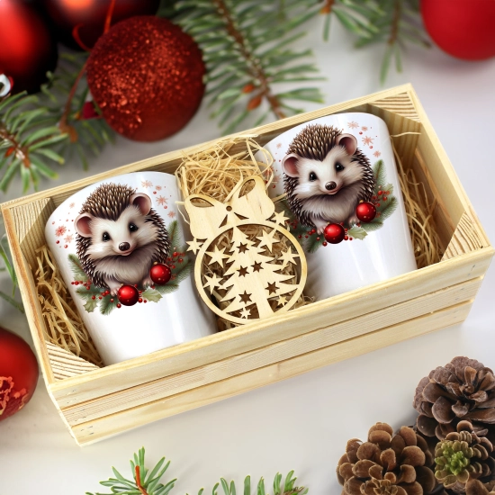 PREZENT ŚWIĄTECZNY ZESTAW KUBKÓW LATTE W SKRZYNCE KUBKI MIKOŁAJ NA ŚWIĘTA