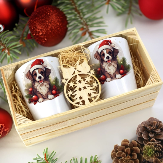 PREZENT ŚWIĄTECZNY ZESTAW KUBKÓW LATTE W SKRZYNCE KUBKI MIKOŁAJ NA ŚWIĘTA