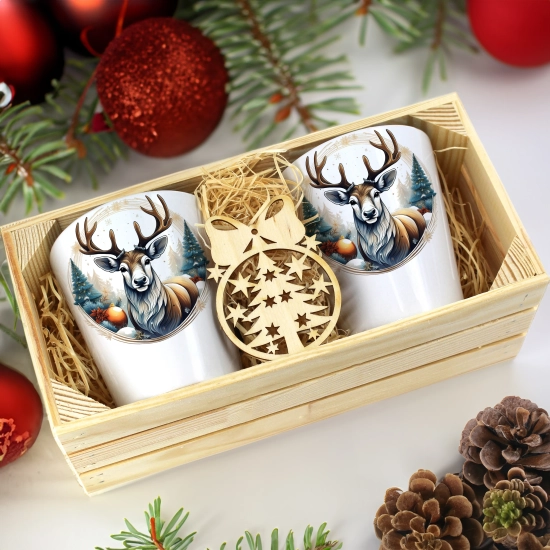 PREZENT ŚWIĄTECZNY ZESTAW KUBKÓW LATTE W SKRZYNCE KUBKI MIKOŁAJ NA ŚWIĘTA