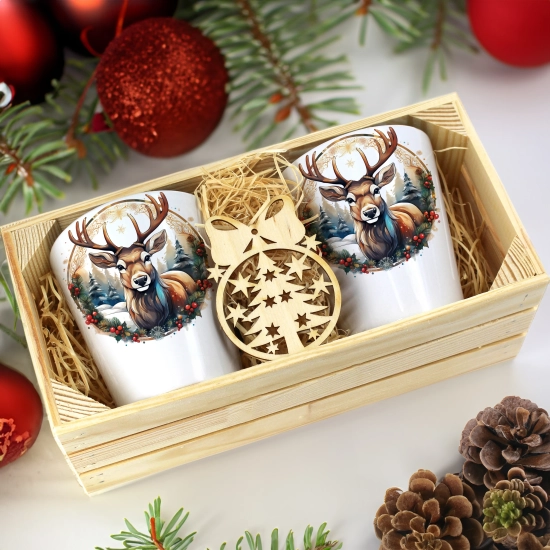 PREZENT ŚWIĄTECZNY ZESTAW KUBKÓW LATTE W SKRZYNCE KUBKI MIKOŁAJ NA ŚWIĘTA